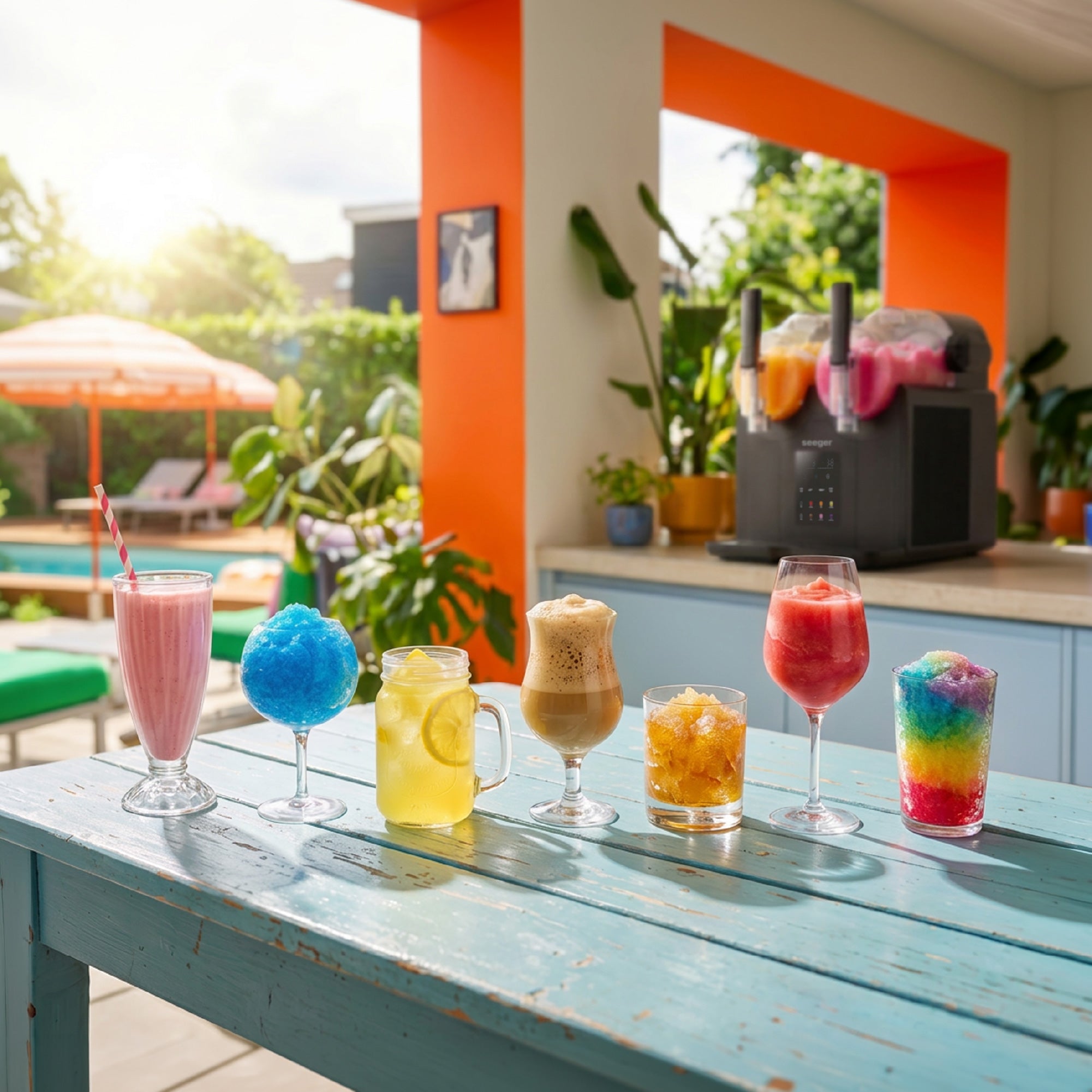 Slusheis, Milchshakes und Frozen Cocktails aus der Seeger SuperSlush Twin an der Terrassenbar
