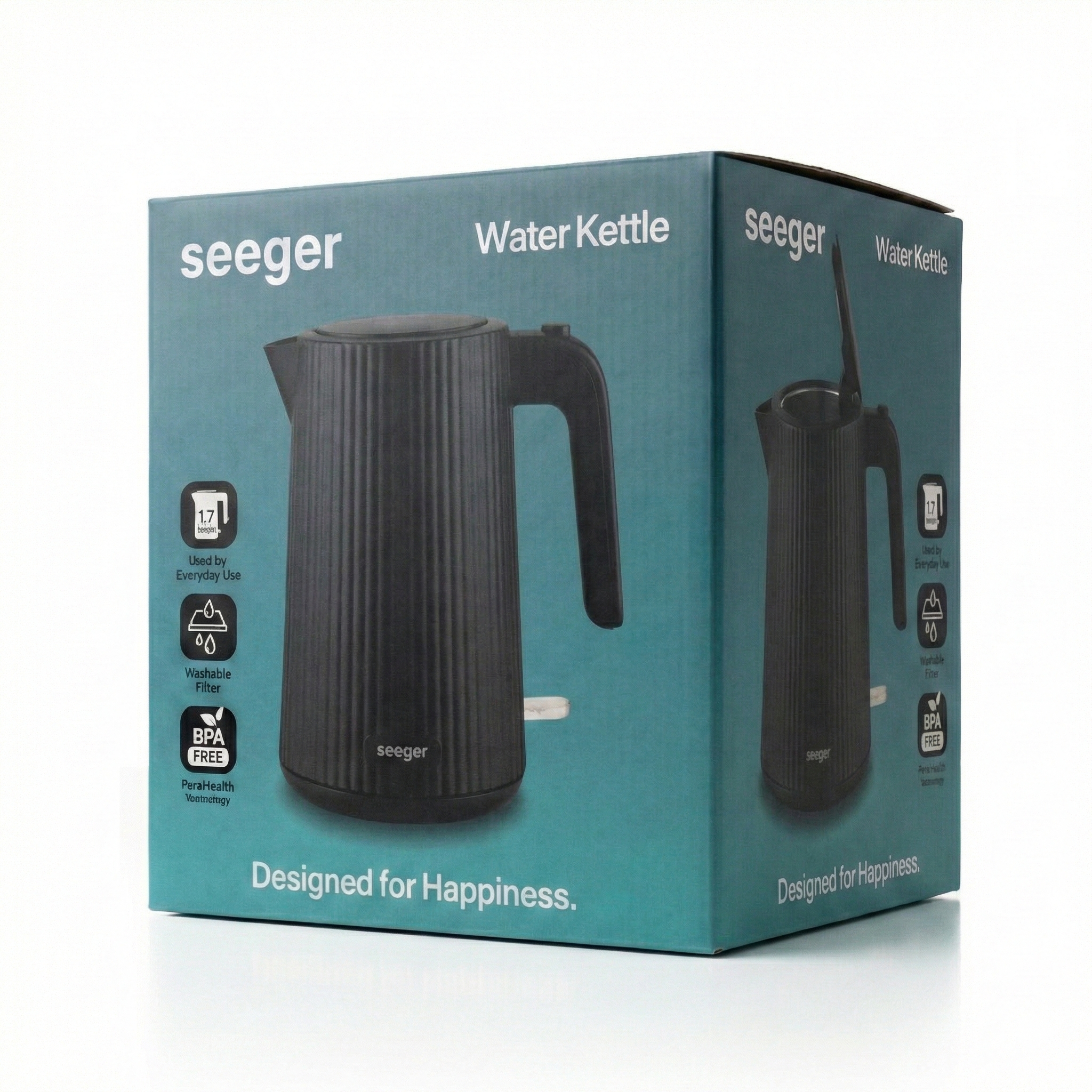 Seeger Water Kettle | Pleated Design Black