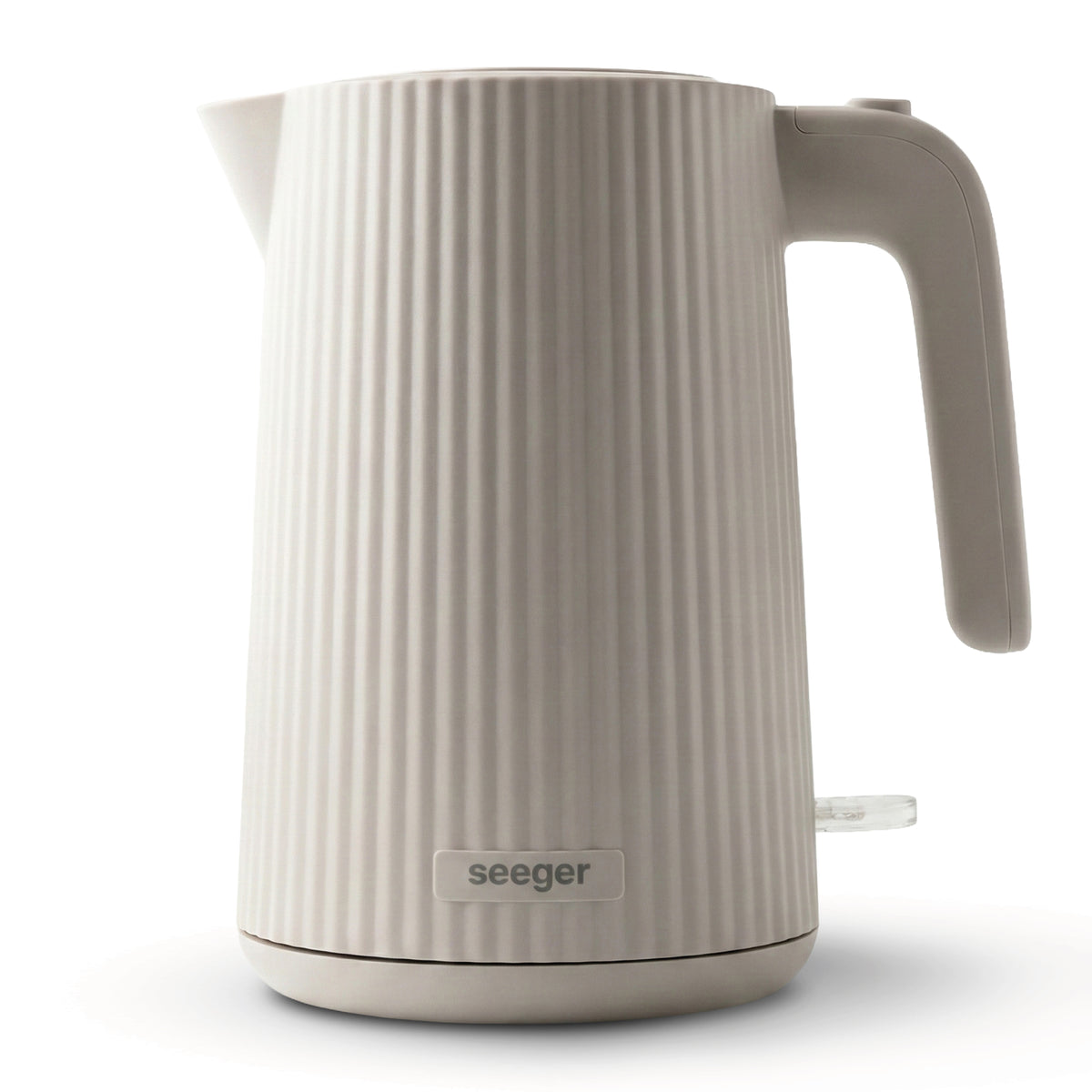Bouilloire électrique design Seeger beige à finition plissée – vue de face