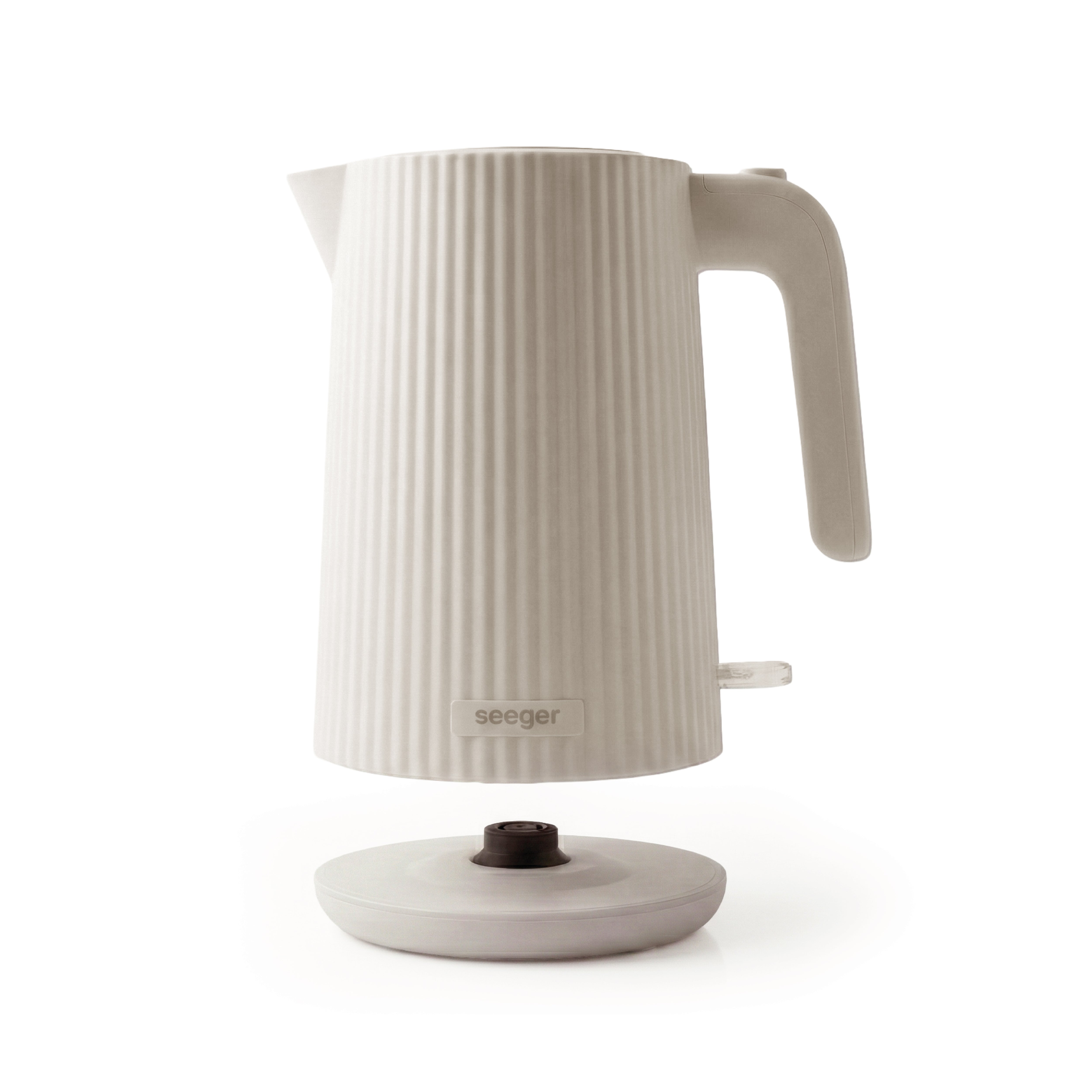 Bouilloire électrique design Seeger beige à finition plissée – image produit 3