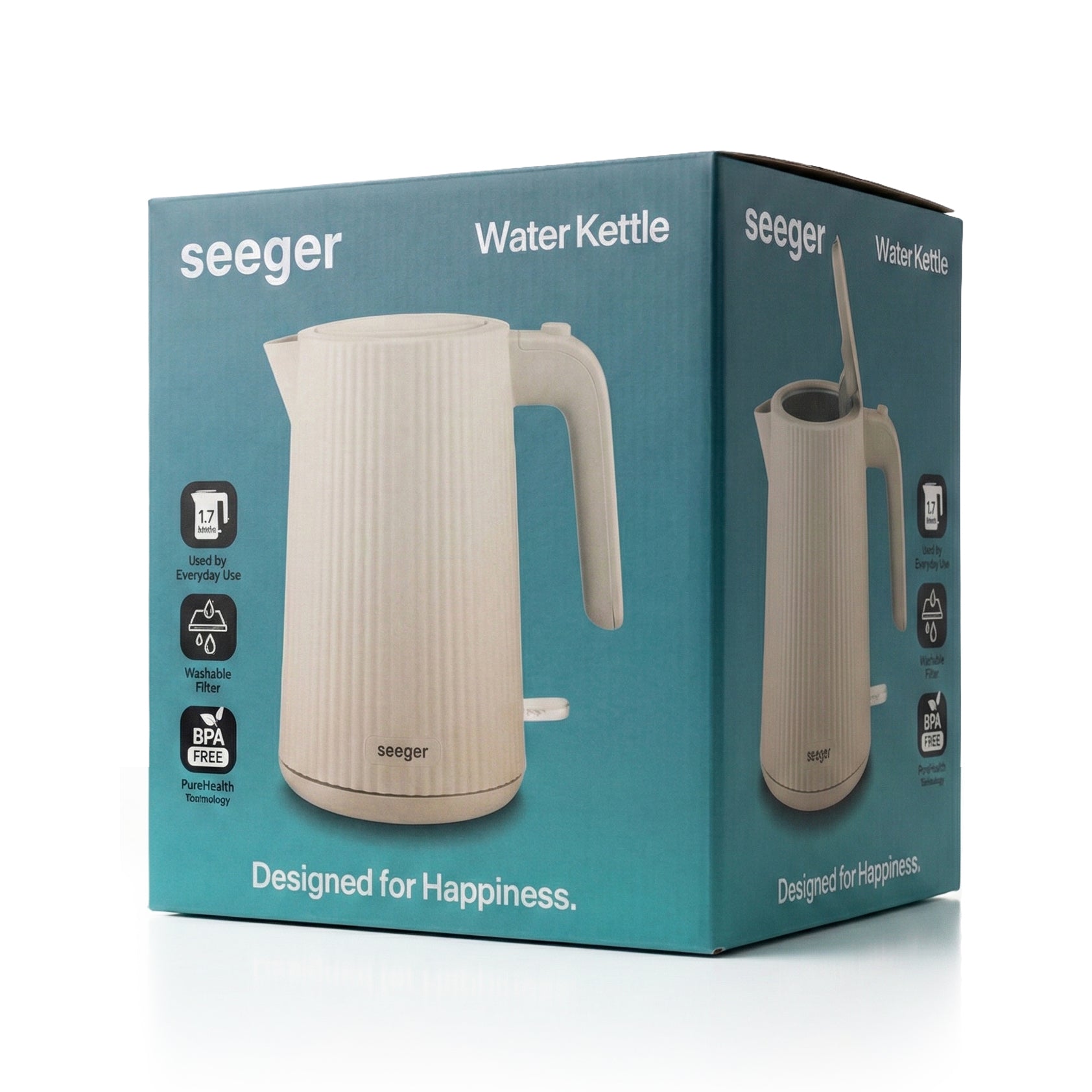 Bouilloire électrique design Seeger beige à finition plissée – image produit 12