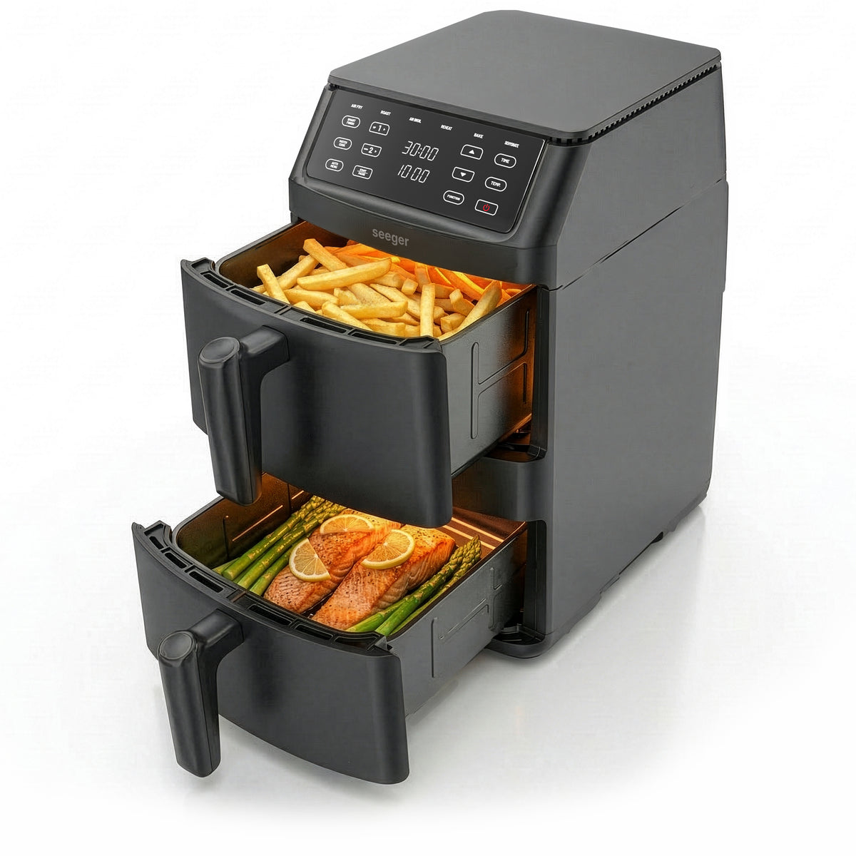 Seeger SuperFry double layer air fryer in black – front view