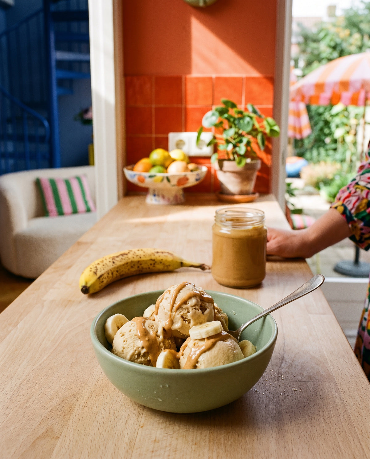 Banana peanut butter ice cream, recipe photo