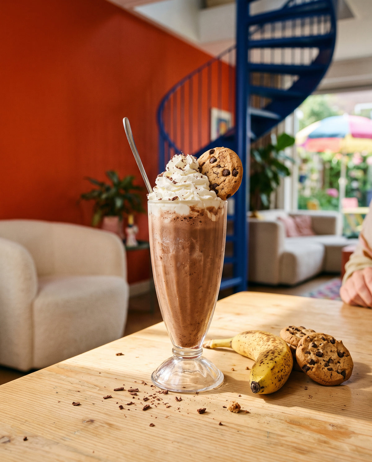 Chocolate banana cookie milkshake, recipe photo