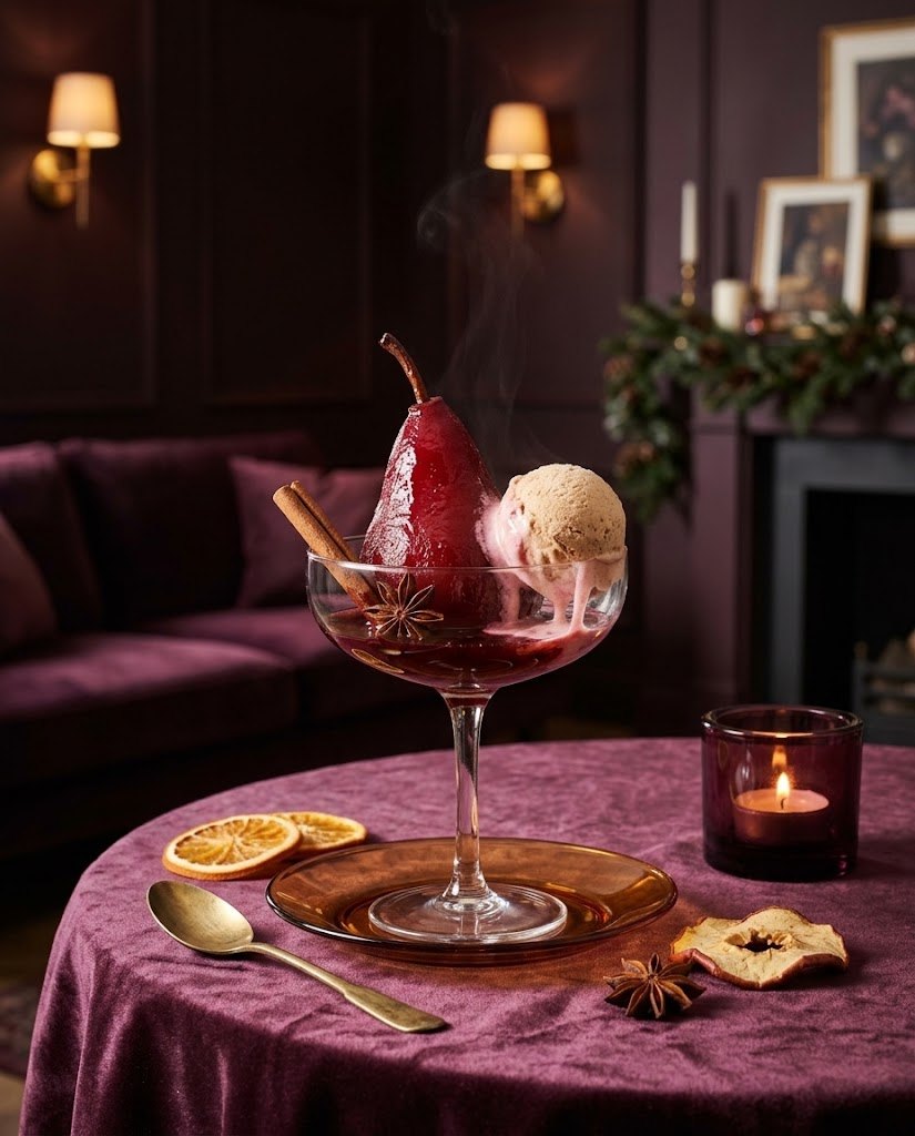 winter recept stoofpeertjes met kaneelijs